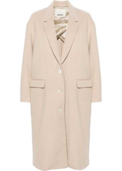 Paltoane Isabel Marant Oversized Efezia Cashmere Blend Coat With Flap Pockets Beige Femei (BM 19478066) 1