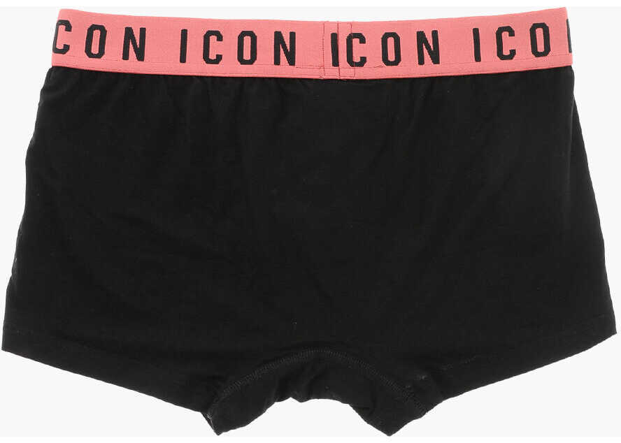 Lenjerie intima DSQUARED2 Icon Stretch Cotton Boxer With Contrasting Elastic Band Black Barbati (BM 19478084) 3