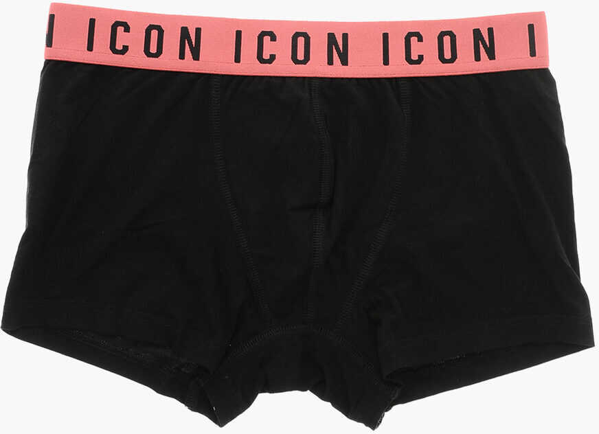 Lenjerie intima DSQUARED2 Icon Stretch Cotton Boxer With Contrasting Elastic Band Black Barbati (BM 19478084) 1