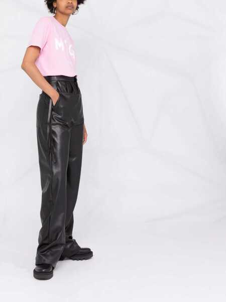 Tricouri MSGM Cotton Crew-Neck T-Shirt With Frontal Maxi Logo Pink Femei (BM 19478090) 4