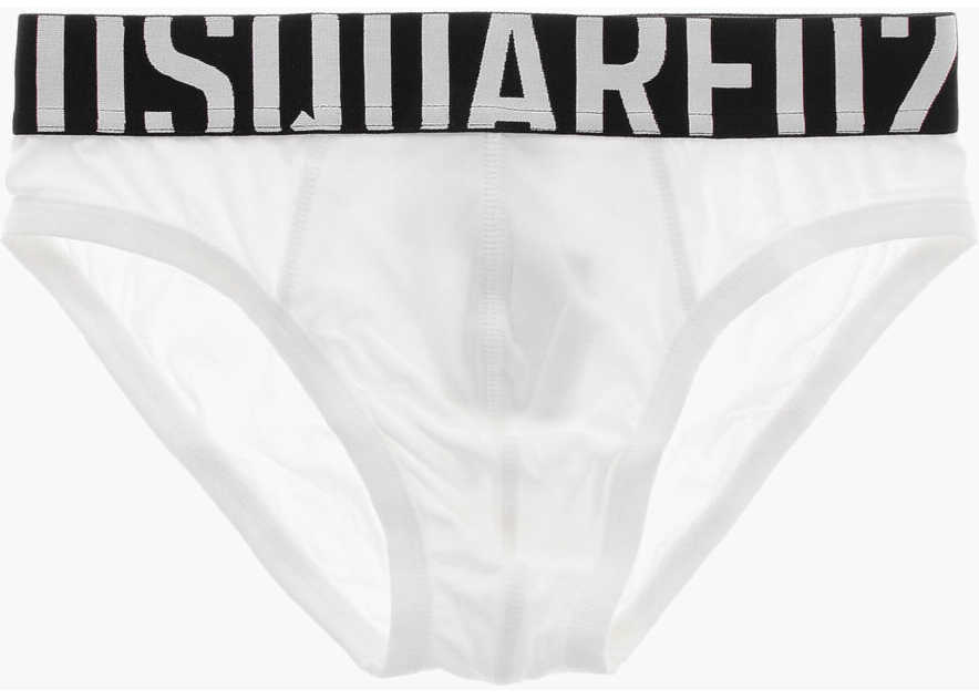 Chiloti DSQUARED2 Stretch Cotton Brief With Contrasting Logoed Band White Barbati (BM 19478096) 1