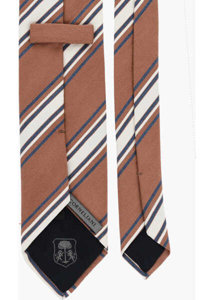 Cravate CORNELIANI Cotton And Silk Tie With Contrasting Stripes Orange Barbati (BM 19478099) 3