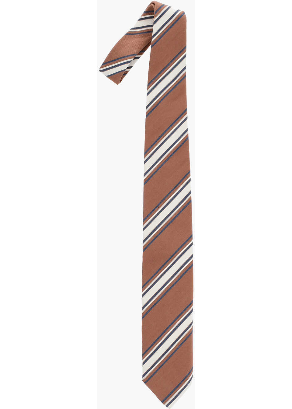 Cravate CORNELIANI Cotton And Silk Tie With Contrasting Stripes Orange Barbati (BM 19478099) 1