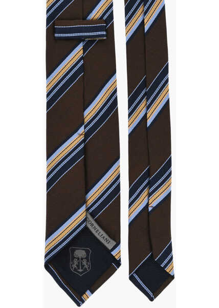 Cravate CORNELIANI Regimental Striped Silk Tie Brown Barbati (BM 19478162) 3