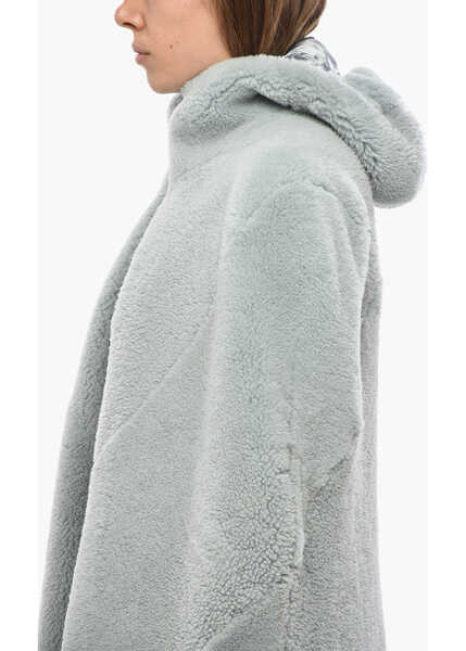 Paltoane Rick Owens Porterville Shearling Cape With Hood Light Blue Femei (BM 19478174) 2