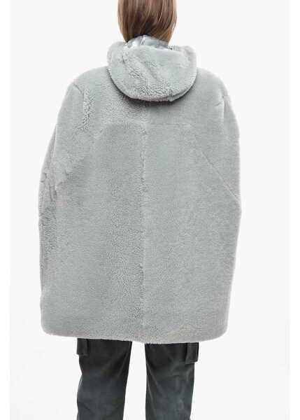 Paltoane Rick Owens Porterville Shearling Cape With Hood Light Blue Femei (BM 19478174) 3