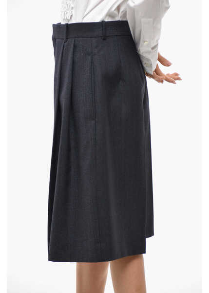 Pantaloni scurti Bottega Veneta Double-Pleated Wool Shorts Blue Femei (BM 19478177) 2