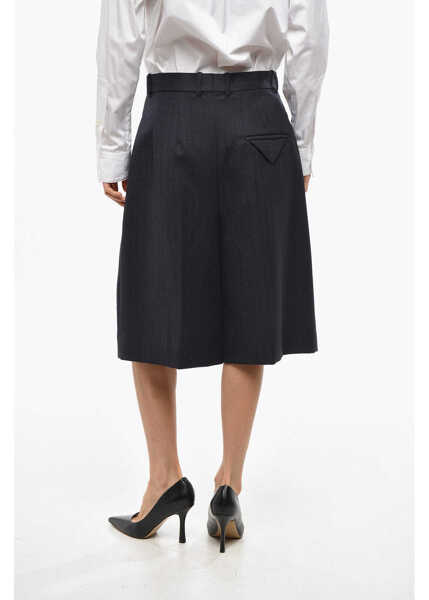 Pantaloni scurti Bottega Veneta Double-Pleated Wool Shorts Blue Femei (BM 19478177) 3