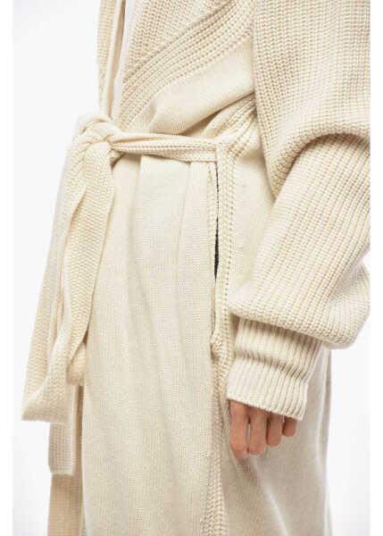 Cardigane SA SU PHI Cashmere Armor Cardigan With Belt White Femei (BM 19478192) 2