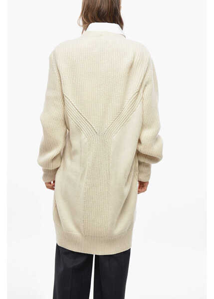 Cardigane SA SU PHI Cashmere Armor Cardigan With Belt White Femei (BM 19478192) 3