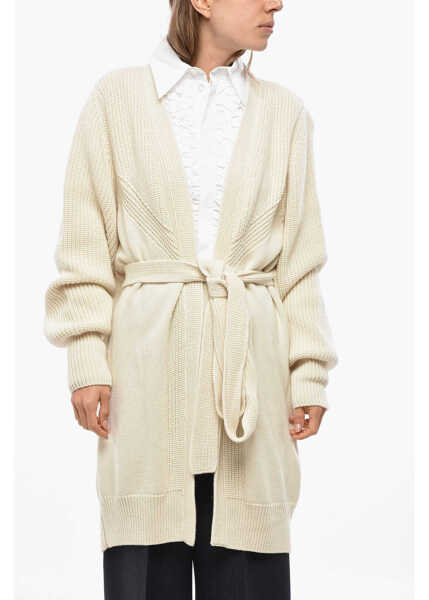 Cardigane SA SU PHI Cashmere Armor Cardigan With Belt White Femei (BM 19478192) 1