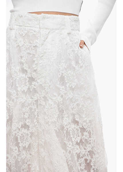 Pantaloni casual Ermanno Scervino Lace Oversized Pants With Belt Loops White Femei (BM 19478195) 2