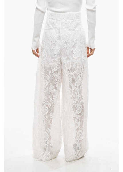 Pantaloni casual Ermanno Scervino Lace Oversized Pants With Belt Loops White Femei (BM 19478195) 4