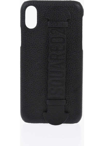 Huse mobil & tablete DSQUARED2 Textured Eco-Leather I Phone X Case With Hand Strap Black Barbati (BM 19478210) 1