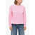 MSGM Brushed Cotton Sweatshirt With Embroidered Logo Pink