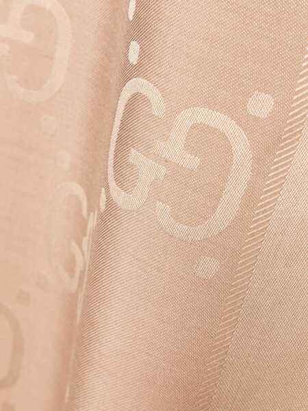 Esarfe Gucci Wool And Silk Jacquard Shawl With Gg Pattern BROWN Femei (BM 19478594) 3