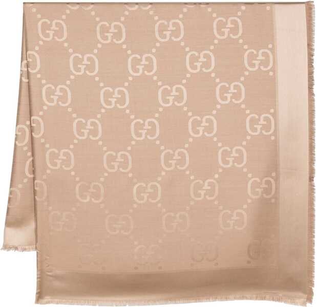 Esarfe Gucci Wool And Silk Jacquard Shawl With Gg Pattern BROWN Femei (BM 19478594) 1