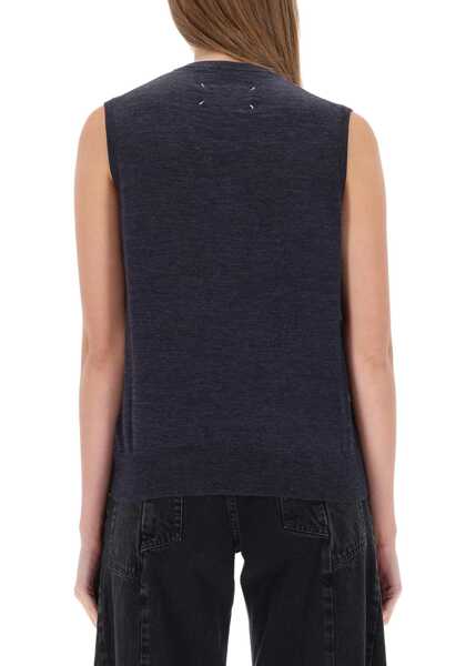 Veste casual Maison Margiela V-Neck Vest BLUE Femei (BM 19483031) 3