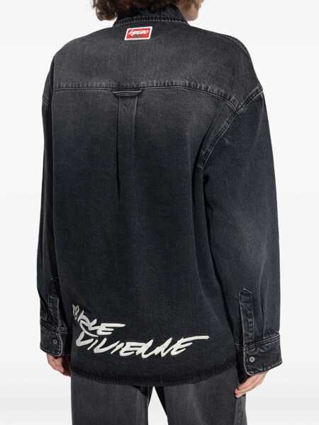Bluze Kenzo Workwear Shirt With Kenzo X Futura 2000 Embroidery BLACK Femei (BM 19483103) 4