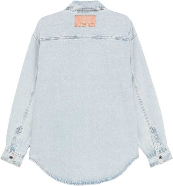 Camasi casual MSGM Shirt With Embroidered Logo BLUE Barbati (BM 19483247) 2