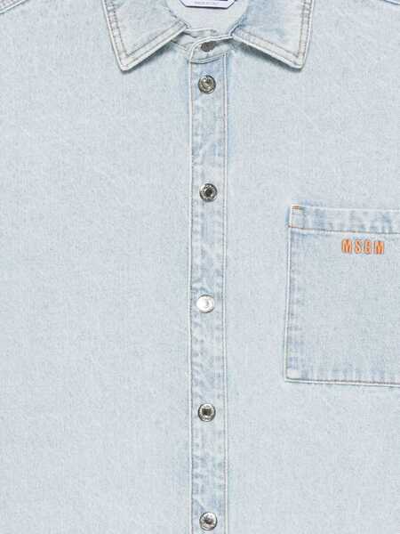 Camasi casual MSGM Shirt With Embroidered Logo BLUE Barbati (BM 19483247) 3