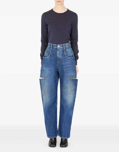 Blugi skinny Maison Margiela Cropped Jeans With Frayed Hem BLUE Femei (BM 19483367) 2
