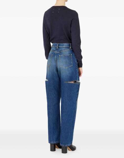 Blugi skinny Maison Margiela Cropped Jeans With Frayed Hem BLUE Femei (BM 19483367) 4
