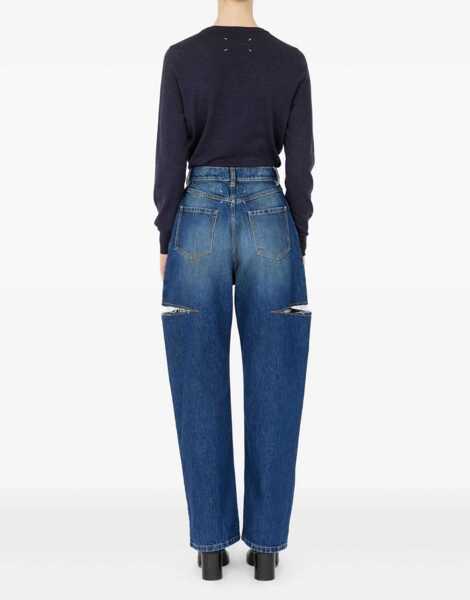 Blugi skinny Maison Margiela Cropped Jeans With Frayed Hem BLUE Femei (BM 19483367) 5