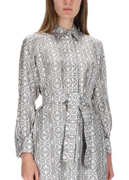 Rochii casual Max Mara Printed Silk Chemisier Dress NUDE Femei (BM 19484693) 4