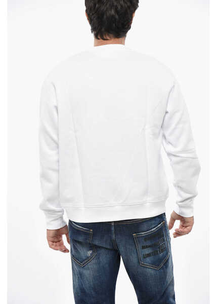 Bluze de trening DSQUARED2 Icon Fleeced Cotton Crew-Neck Sweatshirt With Embossed Logo White Barbati (BM 19484762) 2