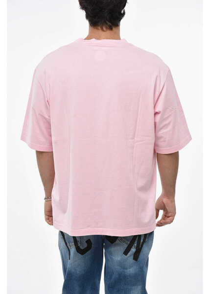 Tricouri DSQUARED2 Solid Color Crew-Neck T-Shirt With Logo Pink Barbati (BM 19484771) 2