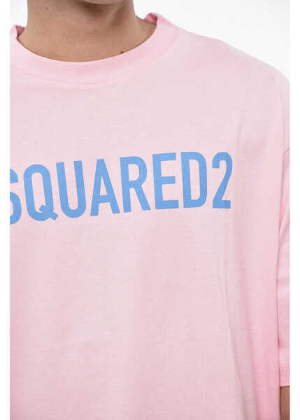 Tricouri DSQUARED2 Solid Color Crew-Neck T-Shirt With Logo Pink Barbati (BM 19484771) 3