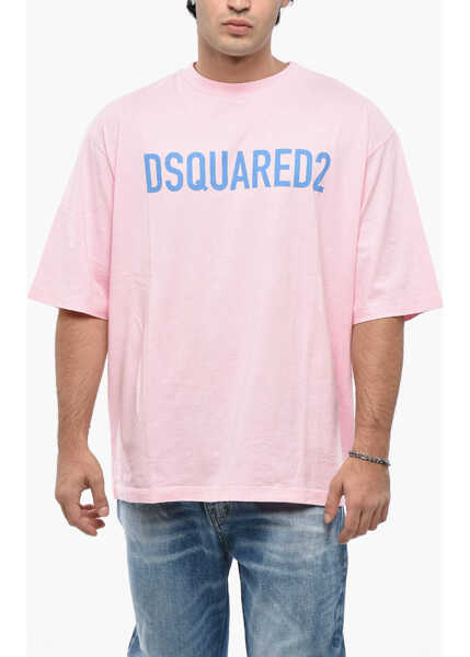 Tricouri DSQUARED2 Solid Color Crew-Neck T-Shirt With Logo Pink Barbati (BM 19484771) 1