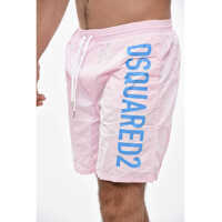 Bermude pentru Barbati - Bermude DSQUARED2 Nylon Swimshorts With Printed Logo Pink Barbati (BM 19484777) - B-mall.ro