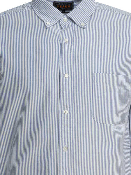 Camasi casual Beams Plus Cotton striped shirt Blue Barbati (BM 19484877) 3