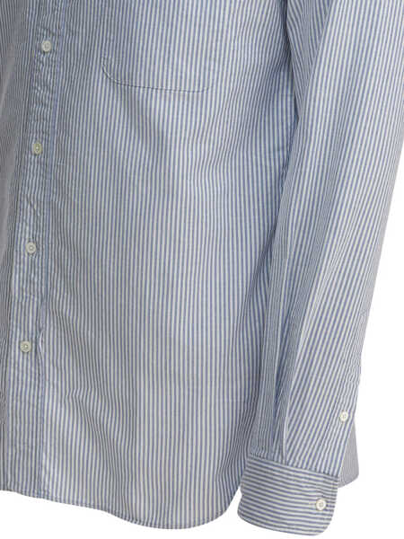 Camasi casual Beams Plus Cotton striped shirt Blue Barbati (BM 19484877) 4