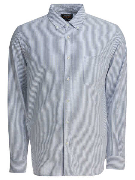 Camasi casual Beams Plus Cotton striped shirt Blue Barbati (BM 19484877) 1