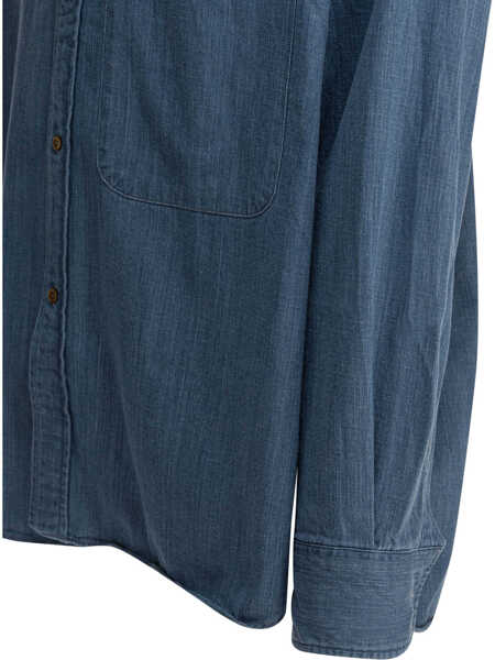 Camasi casual Beams Plus Lisa Denim shirt Light blue Barbati (BM 19484886) 4