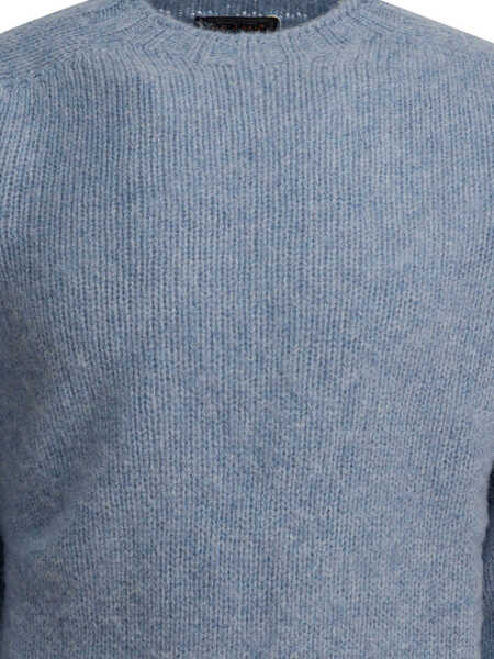 Pulovere Beams Plus Shaggy Bernard crewneck sweater Light blue Barbati (BM 19484895) 3