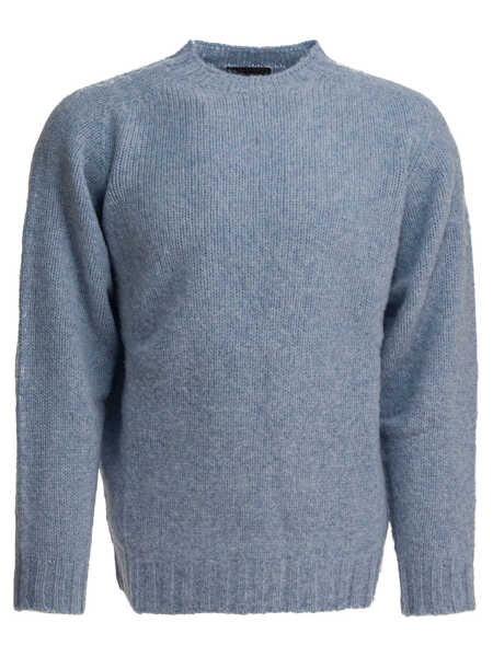 Pulovere Beams Plus Shaggy Bernard crewneck sweater Light blue Barbati (BM 19484895) 1