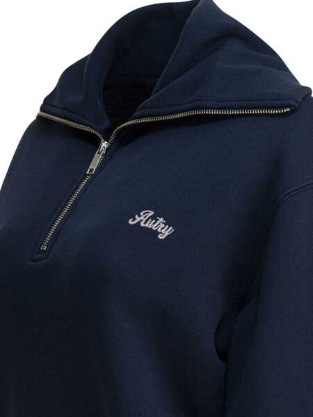 Hanorace AUTRY Sweatshirt with half zipper and club logo Blue Femei (BM 19485051) 4
