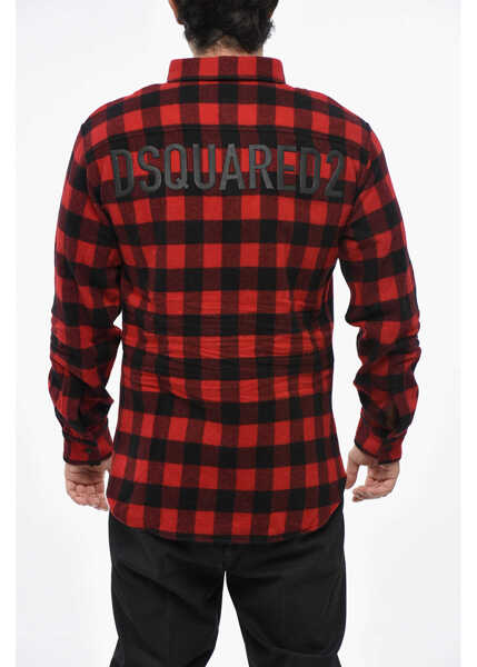 Jachete DSQUARED2 Buffalo Check Wool And Nylon Overshirt Black Barbati (BM 19485263) 2