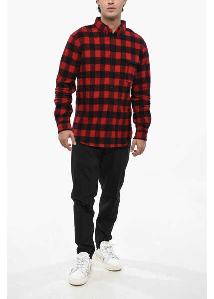 Jachete DSQUARED2 Buffalo Check Wool And Nylon Overshirt Black Barbati (BM 19485263) 4