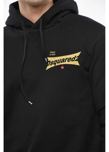 Bluze de trening DSQUARED2 Fleeced-Cotton Hoodie With Side Logo Black Barbati (BM 19485272) 3