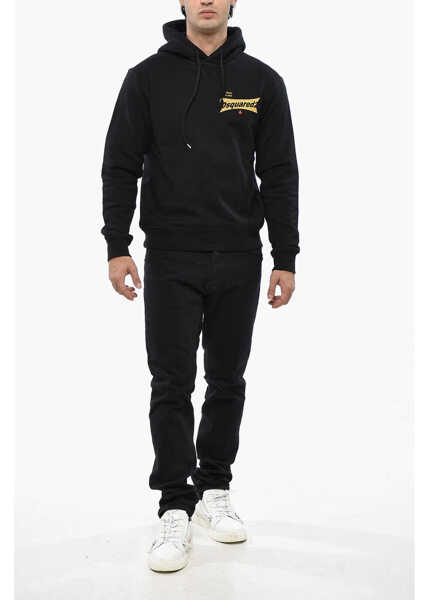 Bluze de trening DSQUARED2 Fleeced-Cotton Hoodie With Side Logo Black Barbati (BM 19485272) 4