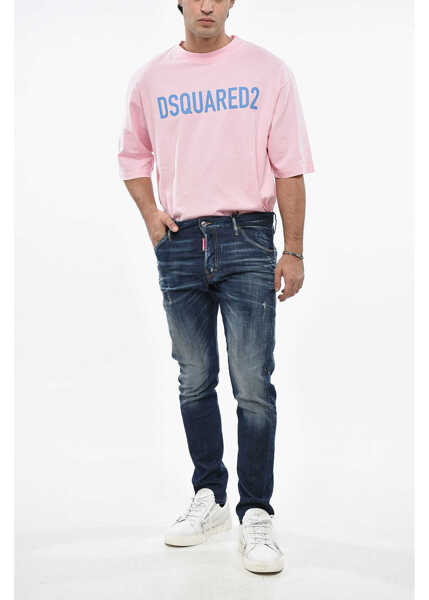 Blugi drepti DSQUARED2 Regular Waist Stonewashed Jeans 16Cm Blue Barbati (BM 19485275) 4