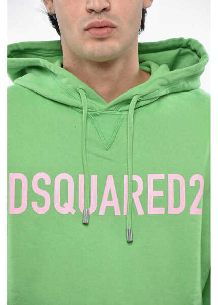 Bluze de trening DSQUARED2 Cotton Hoodie With Logo-Print Green Barbati (BM 19485287) 3