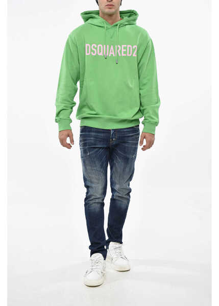 Bluze de trening DSQUARED2 Cotton Hoodie With Logo-Print Green Barbati (BM 19485287) 4