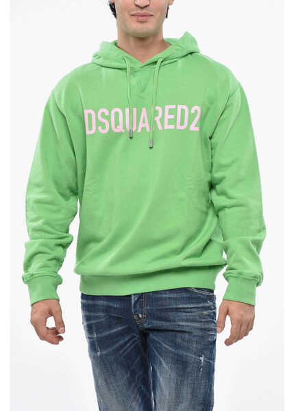 Bluze de trening DSQUARED2 Cotton Hoodie With Logo-Print Green Barbati (BM 19485287) 1