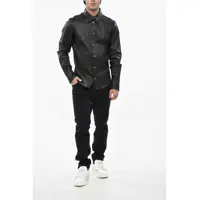 Geci de piele pentru Barbati - Geci de piele DSQUARED2 Leather Overshirt With Snap Buttons Black Barbati (BM 19485290) - B-mall.ro